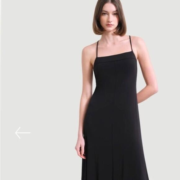 Modern Citizen Dresses & Skirts - Modern Citizen Women’s sz M Liliana Black Cupro Slinky Midi Dress Lace Up Back